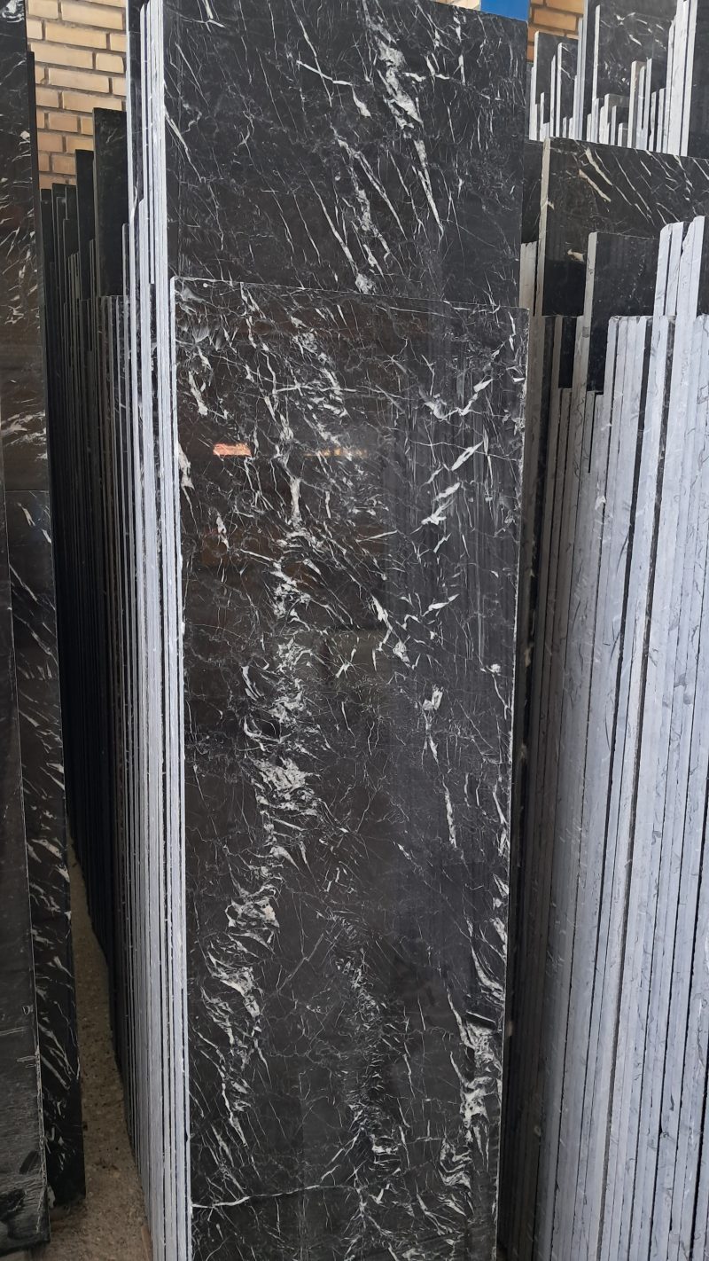 رخام مارکینه – رخام أسود فاخر مع عروق بيضاء | لازولیت ماربل