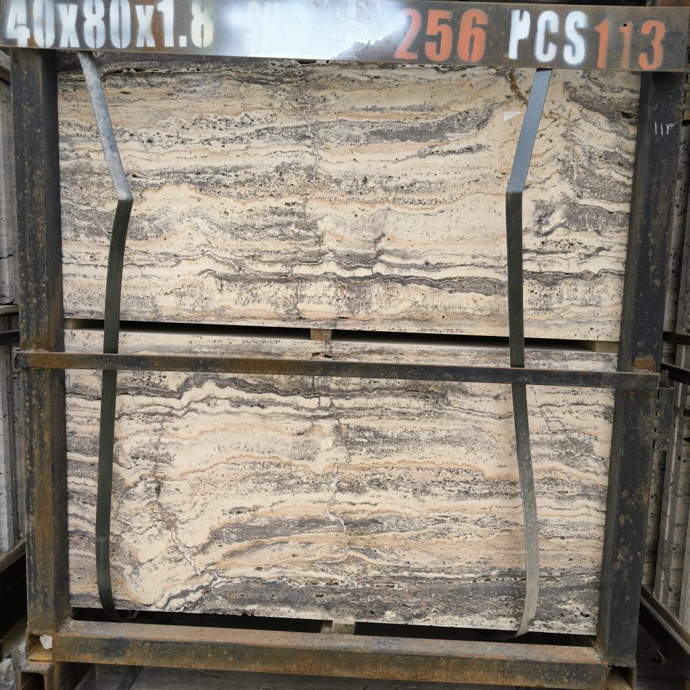 Travertine Silver Ramsha – Elegant Silver-Grey Stone with Flowing Waves | Lazulite Marble