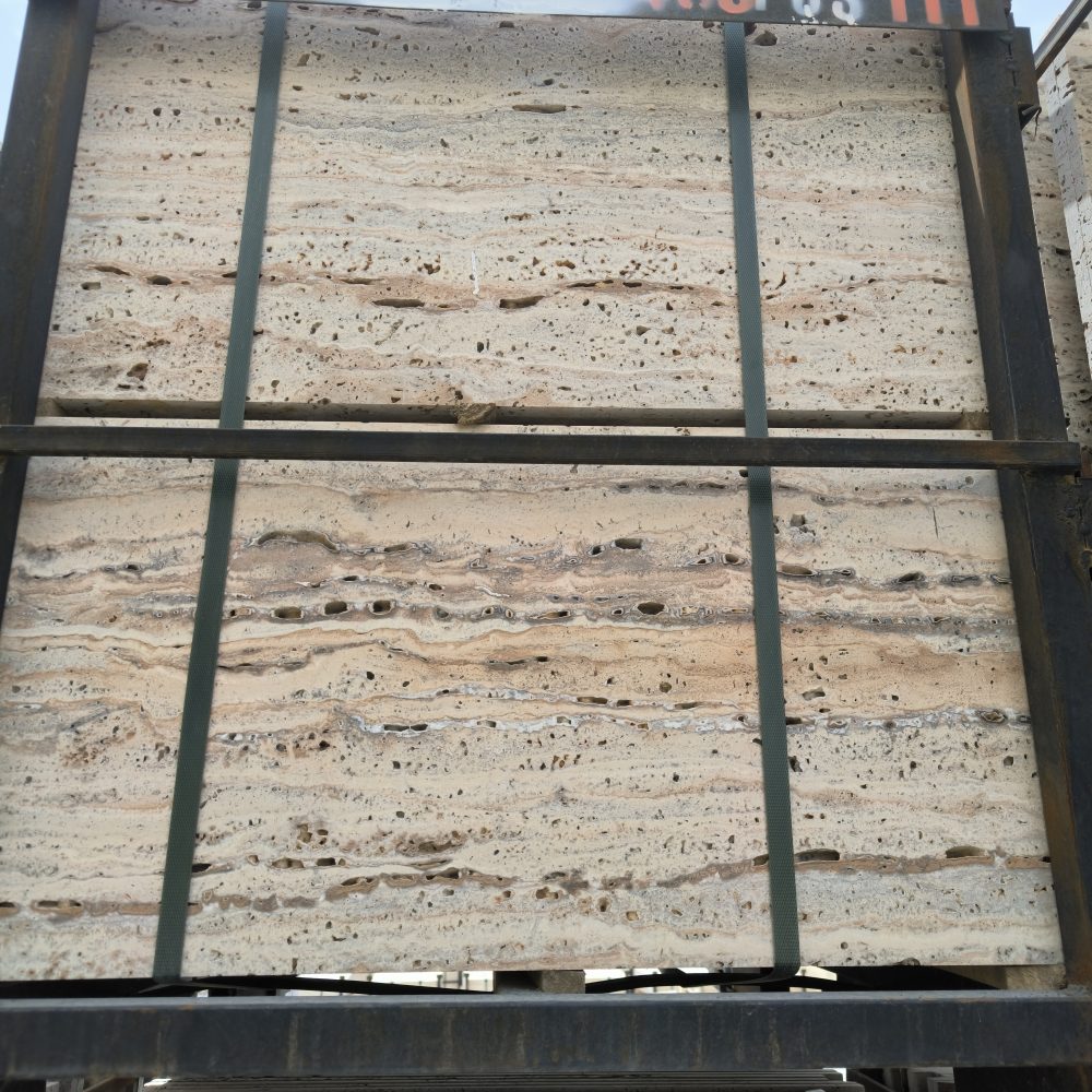 Travertine Silver Ramsha – Elegant Silver-Grey Stone with Flowing Waves | Lazulite Marble