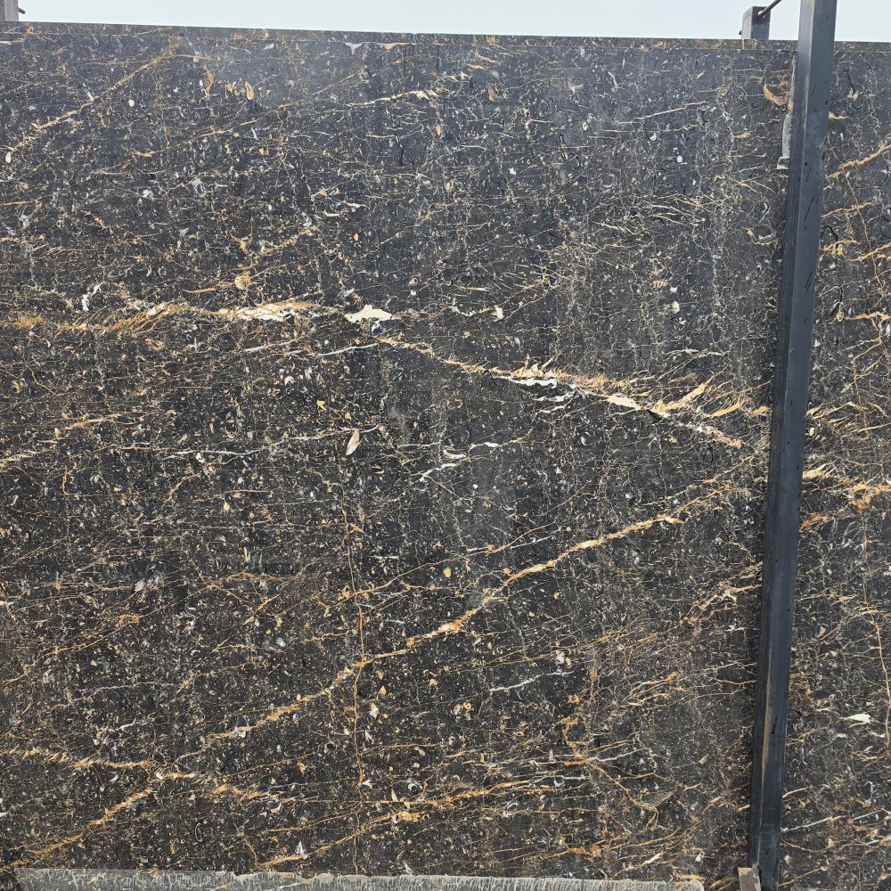 Golden Black Marble – Deep Black Background with Striking Gold and White Accents | Lazulite
